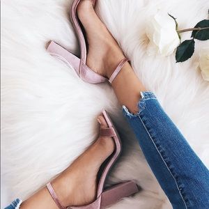 Taylor Mauve Velvet Ankle Strap Heels